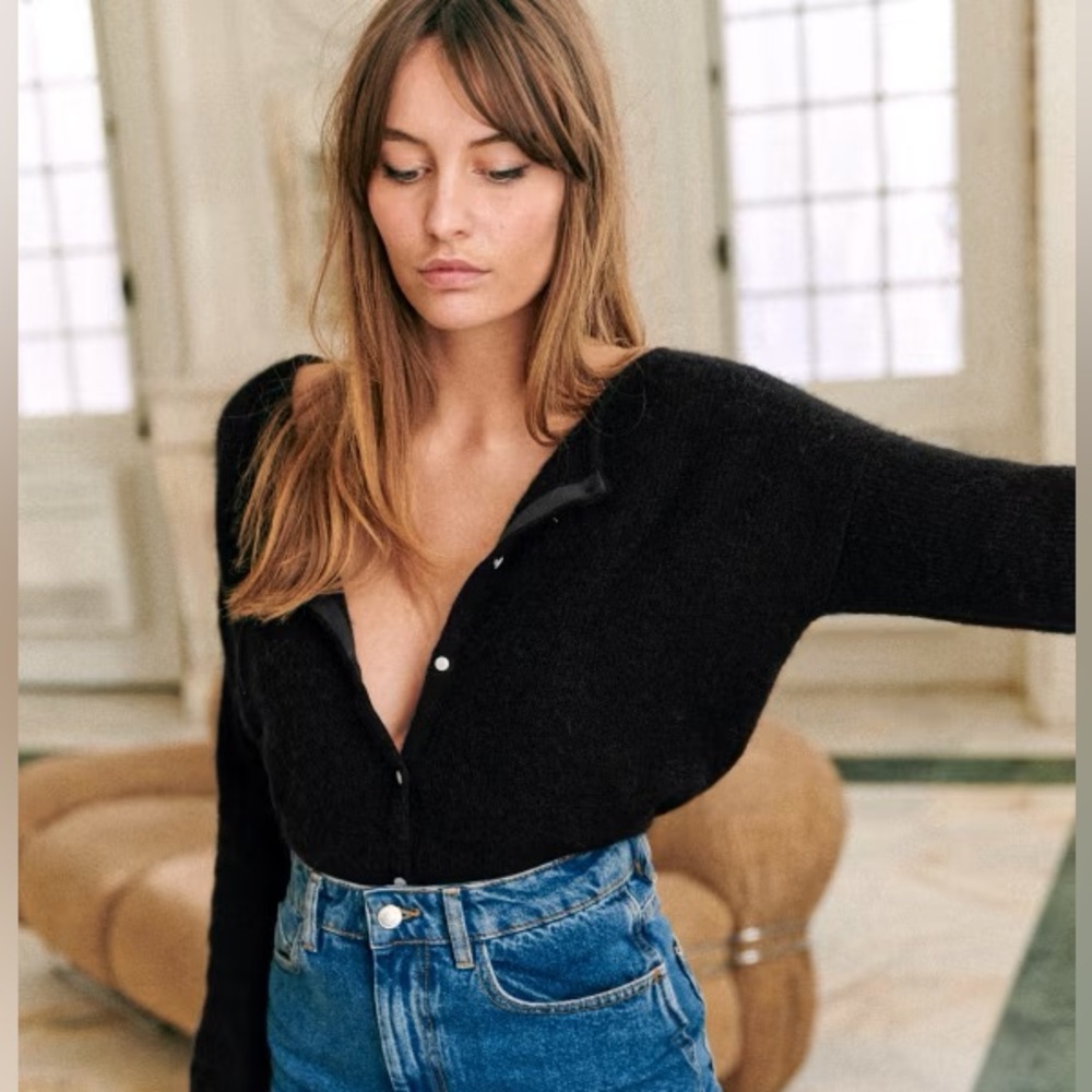 Sézane Black Gaspard Cardigan